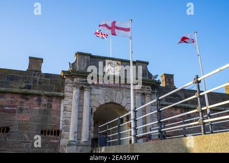 NEW BRIGHTON, GROSSBRITANNIEN - 23. Jan 2021: Eintritt zum Perch Rock Fort Museum New Brighton Wirral UK Stockfoto