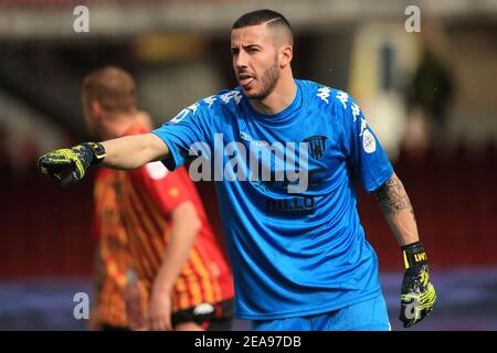 Benevento, Italien. Februar 2021, 07th. Lorenzo Montipo (Benevento) während der Serie EIN Spiel zwischen Benevento Calcio und UC Sampdoria im Stadio Comunale Ciro Vigorito am 7. Februar 2021 in Benevento, Italien. (Foto von Giuseppe Fama/Pacific Press/Sipa USA) Quelle: SIPA USA/Alamy Live News Stockfoto