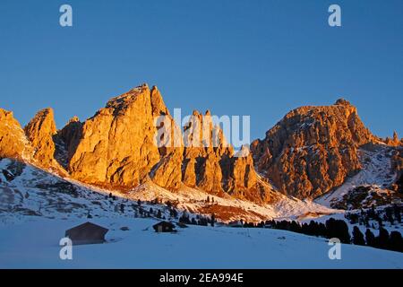 Sellamassiv, Gröden, Grödnertal, Bozen, Dolomiten, Südtirol, Italien Stockfoto