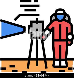 astronaut arbeitet mit Messgeräten Farbe Symbol Vektor Illustration Stock Vektor
