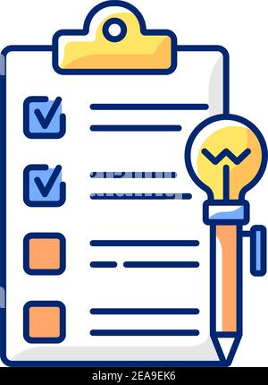 RGB-Farbsymbol des Arbeitsblatts Agenda Stock Vektor