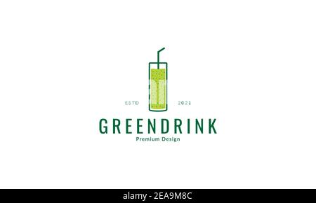 Linien Glas mit grünen Saft Logo Symbol Vektor Symbol Grafik Design-Illustration Stock Vektor