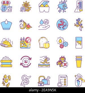 RGB-Farbsymbole für organischen Abfall eingestellt Stock Vektor