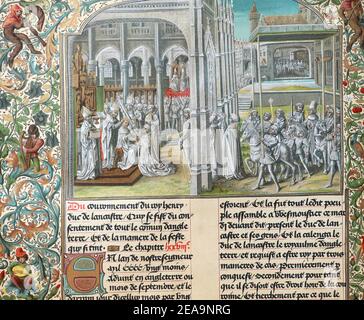 Krönung von König Heinrich IV. Von England. Bild aus der Handschrift des 15th. Jahrhunderts. Stockfoto