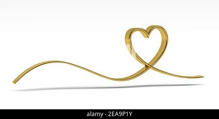 Goldene Happy Valentinstag Inschrift mit Herz - dreidimensional Grafik - 3D Render Stockfoto