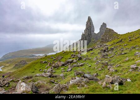 Blick über die Isle of Skye in Richtung Old man Von Storr Stockfoto