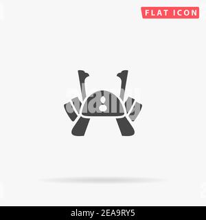 Samurai Helm, Kabuto flache Vektor-Symbol. Handgezeichnete Design-Illustrationen. Stock Vektor