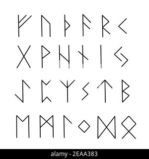 Alte Runen, alte skandinavische Alphabet Vektor-Illustration, handgezeichnete Typografie, okkulte Buchstaben, mystische Zeichen, esoterische Konzept Stock Vektor