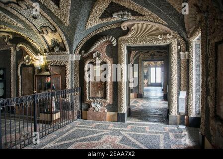 isola Bella, Palazzo Borromeo, Zimmer im Inneren Stockfoto