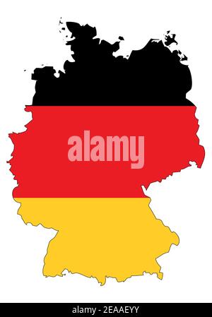 Deutschland Karte mit Flagge - Umriss eines Staates mit Nationalflagge, weißer Hintergrund, Vektor Stock Vektor