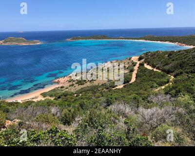 Capo Coda Covallo, Spiaggia di Coda Cavallo, Meer, Strand, Bucht, Sardinien, Italien Stockfoto