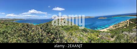 Capo Coda Cavallo, Spiaggia di Capo Coda Covallo, Panorama, Meer, Bucht, Strand, Natur, Sardinien, Italien Stockfoto