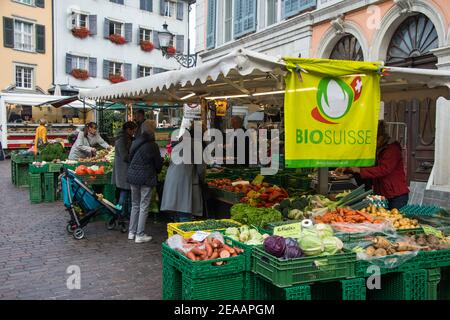 Markttag in Solothurn Stockfoto