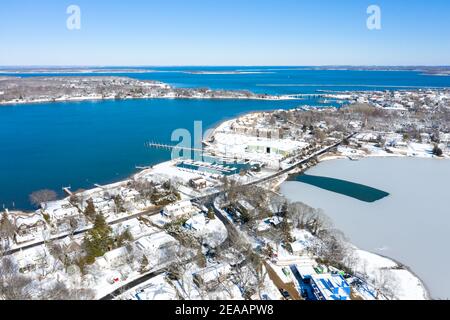 Redwood Anchorage und Ship Shore Marina, Sag Harbor, NY Stockfoto