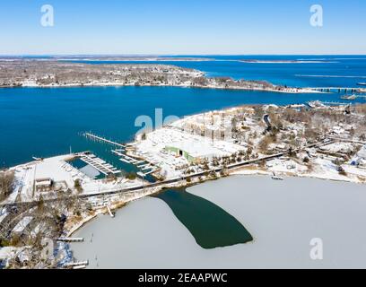 Redwood Anchorage und Ship Shore Marina, Sag Harbor, NY Stockfoto