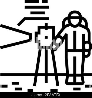 astronaut arbeitet mit Messgeräten Linie Symbol Vektor Illustration Stock Vektor
