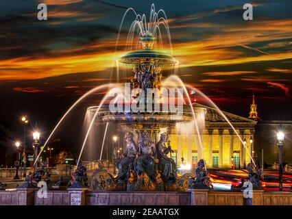 Brunnen des Mers an der Place De La Concorde in Paris Stockfoto