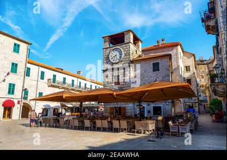 Clock Tower in der Altstadt von Kotor in Montenegro Stockfoto