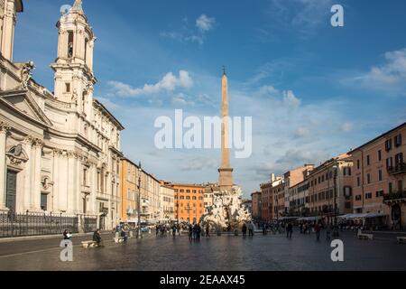 Vier Flüsse Brunnen in Piazza Navona, Rom Stockfoto