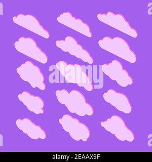 Wolkengruppe in isometrischer Ansicht. Vektorgrafik Stock Vektor