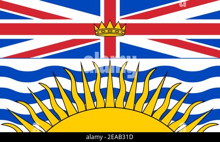 Offizielle große flache Flagge von British Columbia Horizontal Stockfoto