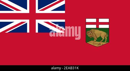 Offizielle große flache Flagge von Manitoba Horizontal Stockfoto