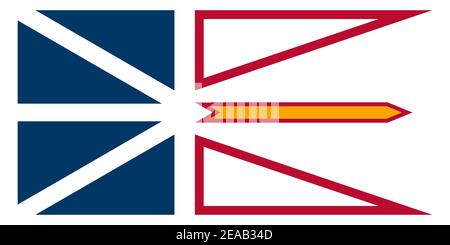 Offizielle große flache Flagge von Neufundland und Labrador Horizontal Stockfoto