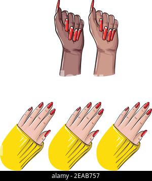 Hand holiding Creme Flasche Illustration, Frauen Arm mit Beauty-Behandlung Produkte. Vector internationales Design. Stock Vektor