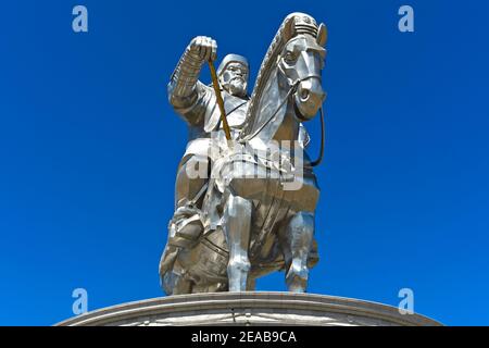 Reiterstatue von Dschingis Khan, Dschingis Khan Theme Park, Chingis Khaan Statue Complex, Tsonjin Boldog, Mongolei Stockfoto