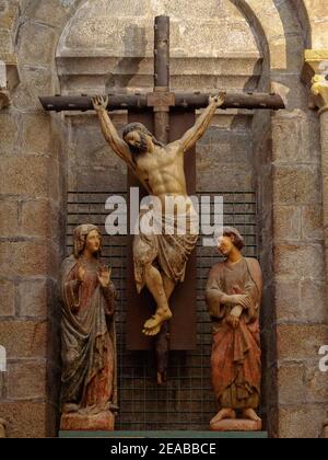 Kruzifix in der Kapelle des Heiligen Geistes (Capilla del Espíritu Santo) der Kathedrale - Santiago de Compostela, Galicien, Spanien Stockfoto