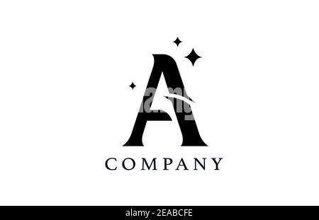 Ein einfaches schwarz-weißes Buchstabenlogo für Unternehmen und Unternehmen. Kreatives Star-Design mit Swoosh. Kann für eine Luxusmarke oder Icon lett verwendet werden Stock Vektor