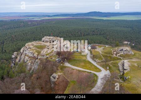 Deutschland, Sachsen-Anhalt, Blankenburg, Schloss Regenstein und Festung, Burgruine, gilt als die älteste Felsburg in Deutschland. Stockfoto