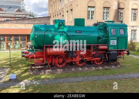 Alte Dampflokomotive, im Hüttenmuseum, Thale, Harz, Sachsen-Anhalt, Deutschland, Europa Stockfoto