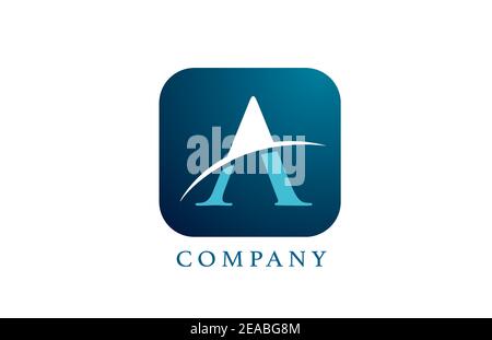 Ein blaues Alphabet Buchstaben Logo für Unternehmen und Unternehmen. Abgerundetes quadratisches Design mit Swoosh. Kann für ein App- oder Schaltflächensymbol verwendet werden Stock Vektor
