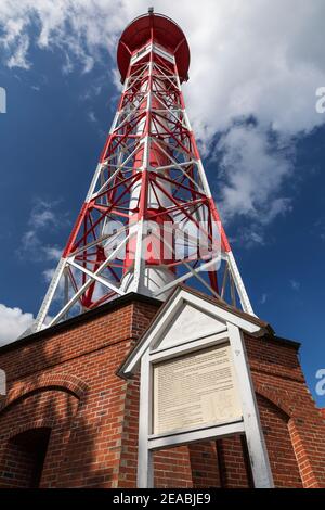 Historischer Leuchtturm in Grünendeich, Altes Land, Niedersachsen, Stockfoto