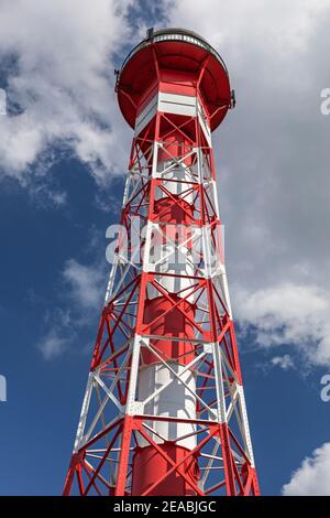 Historischer Leuchtturm in Grünendeich, Altes Land, Niedersachsen, Stockfoto