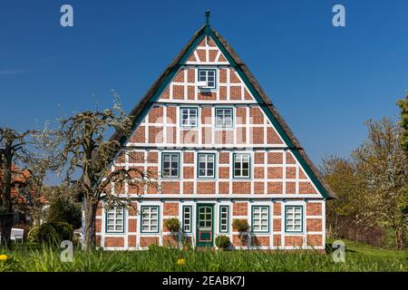 Fachwerkhaus in Jork, Altes Land, Bezirk Stade, Niedersachsen, Stockfoto