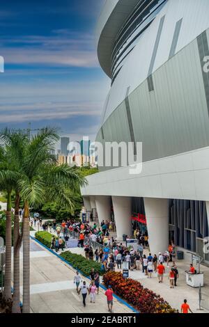 Marlin Park, Heimat der Miami Marlins, erbaut auf dem Gelände des ehemaligen Orange Bowl. Stockfoto