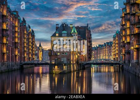 Die historische Speicherstadt in Hamburg, Deutschland Stockfoto