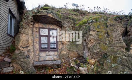 Deutschland, Sachsen-Anhalt, Langenstein, Höhlenwohnung, bewohnt bis 1916, Landkreis Harz Stockfoto