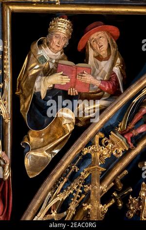 Krakau, Polen. März 2012, 4th. Ein Fragment der Altarbilder von Veit Stoss in der Marienbasilika in Krakau.das Altarbild von Veit Stoss in der Marienbasilika in Krakau ist eines der größten und schönsten gotischen Altarbilder in Europa. Dieser nationale Schatz Polens wurde vor kurzem renoviert und während einer Zeremonie der Öffentlichkeit präsentiert. Kredit: Vito Corleone/SOPA Images/ZUMA Wire/Alamy Live Nachrichten Stockfoto