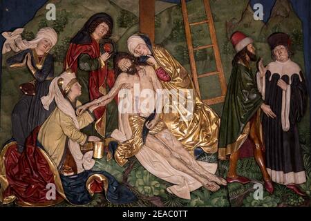 Krakau, Polen. März 2012, 4th. Ein Fragment der Altarbilder von Veit Stoss in der Marienbasilika in Krakau.das Altarbild von Veit Stoss in der Marienbasilika in Krakau ist eines der größten und schönsten gotischen Altarbilder in Europa. Dieser nationale Schatz Polens wurde vor kurzem renoviert und während einer Zeremonie der Öffentlichkeit präsentiert. Kredit: Vito Corleone/SOPA Images/ZUMA Wire/Alamy Live Nachrichten Stockfoto