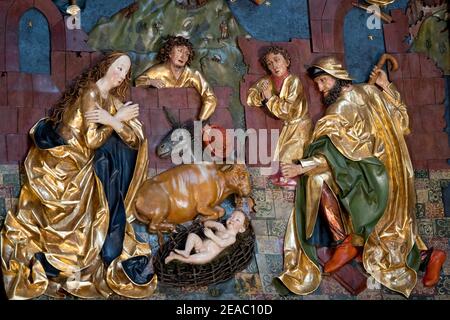 Krakau, Polen. März 2012, 4th. Ein Fragment der Altarbilder von Veit Stoss in der Marienbasilika in Krakau.das Altarbild von Veit Stoss in der Marienbasilika in Krakau ist eines der größten und schönsten gotischen Altarbilder in Europa. Dieser nationale Schatz Polens wurde vor kurzem renoviert und während einer Zeremonie der Öffentlichkeit präsentiert. Kredit: Vito Corleone/SOPA Images/ZUMA Wire/Alamy Live Nachrichten Stockfoto