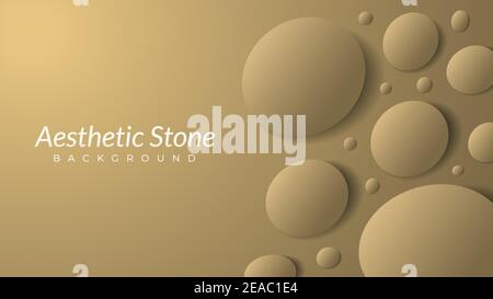 Ästhetische Steine Hintergrund Design-Vorlage mit leerem Raum. Ovale Form wie ein Ei. vektor-Illustration. Luxus, elegant, Gold, beige, Erdtöne. Stock Vektor