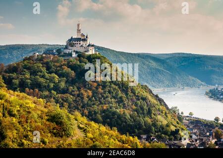 Deutschland, Marksburg, Braubach, Schieferkegel, Mittelalter, Mautburg, Haager Konvention, Hügelburg, Stockfoto