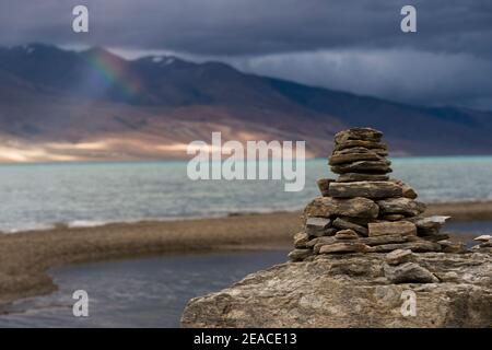 Der See Tso Moriri Stockfoto
