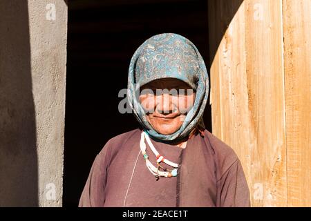 Nomaden am Lake Tso Moriri Stockfoto