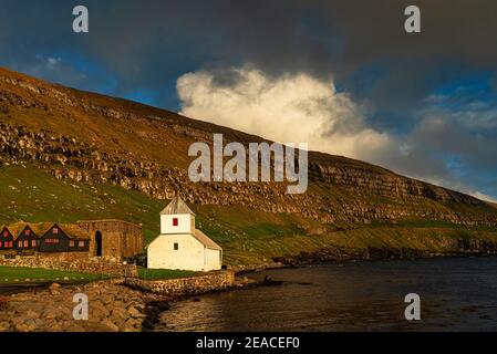 Magnus-Kathedrale und St. Olav-Kirche, Kirkjubøur, Streymoy Island Stockfoto