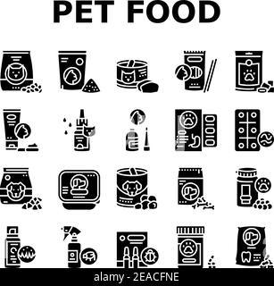 Pet Produkte Food Collection Icons Set Vektor Stock Vektor