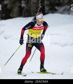 Pokljuka, Slowenien. Februar 2021, 08th. Biathlon: Weltmeisterschaften, Herrentraining. Johannes Dale aus Norwegen in Aktion. Die Wettbewerbe finden ab dem 10-21. Februar unter strengen Hygienebedingungen statt. Quelle: Sven Hoppe/dpa/Alamy Live News Stockfoto